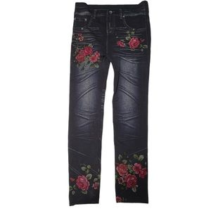 Faux Jean Rose Leggings Size S/M/L
